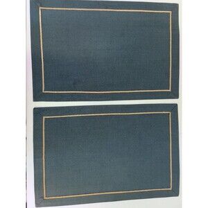 Rose Tree Forest Green Placemats With Gold Embroidery Set of 6